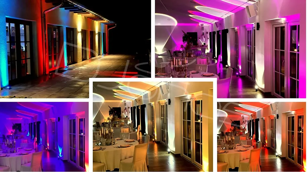 Venue lighting in corporate colours – DJ Jonas